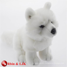 customized OEM design white wolf plush